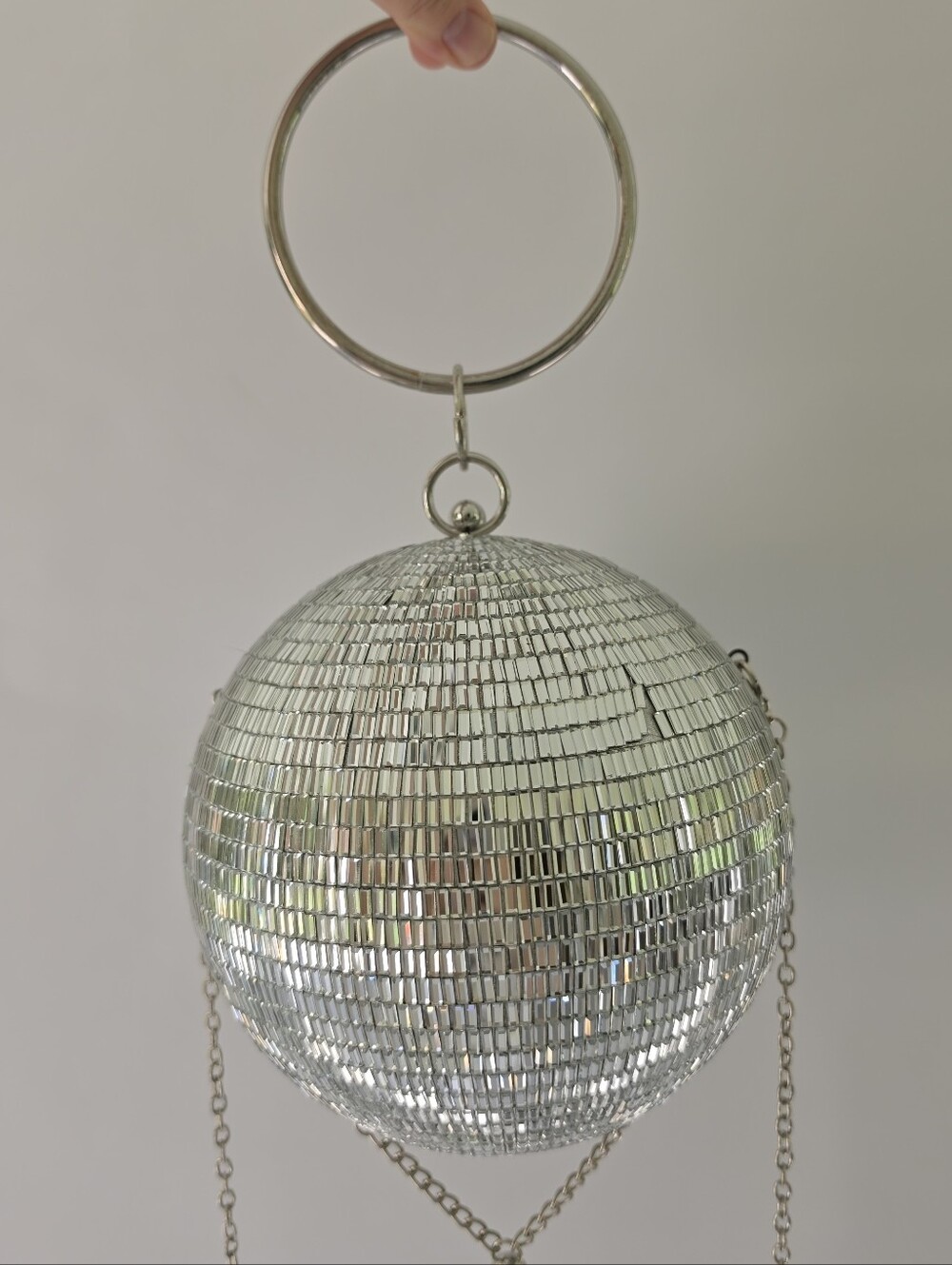 Betsey Johnson - Dancing Queen - Silver Disco Ball Evening Bag with Chain - Picture 11 of 12